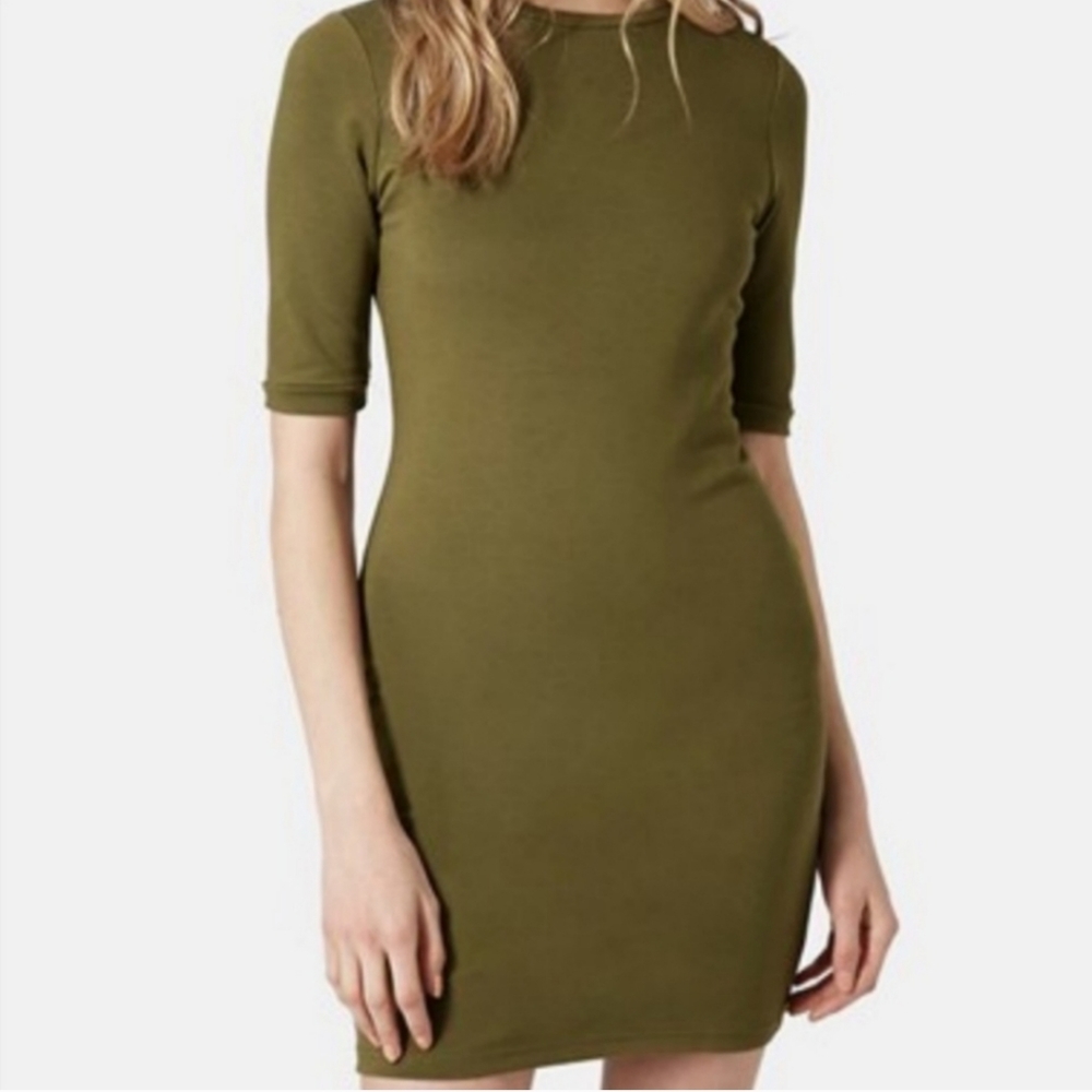 Topshop Bodycon Dress Olive Green Size 6